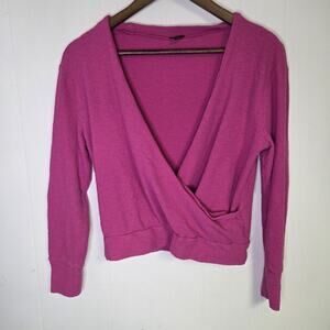 J Crew Hot Pink Crepe Textured Faux Wrap Top Size XS Extra Small